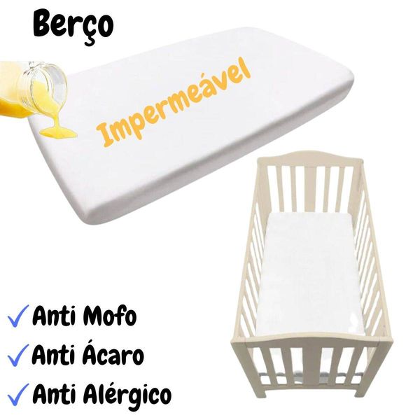Capa Impermeável Protetor Colchão de Berço Branco Anti Mofo