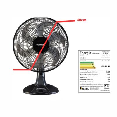 Ventisol Ventilador Oscilante De Mesa Turbo 80w 6 Pás 40cm 220v Preto