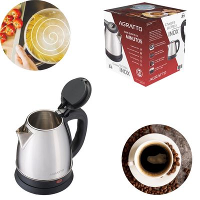 Chaleira Elétrica Agratto 1,8l Pratic Inox Ce-01127v Inox