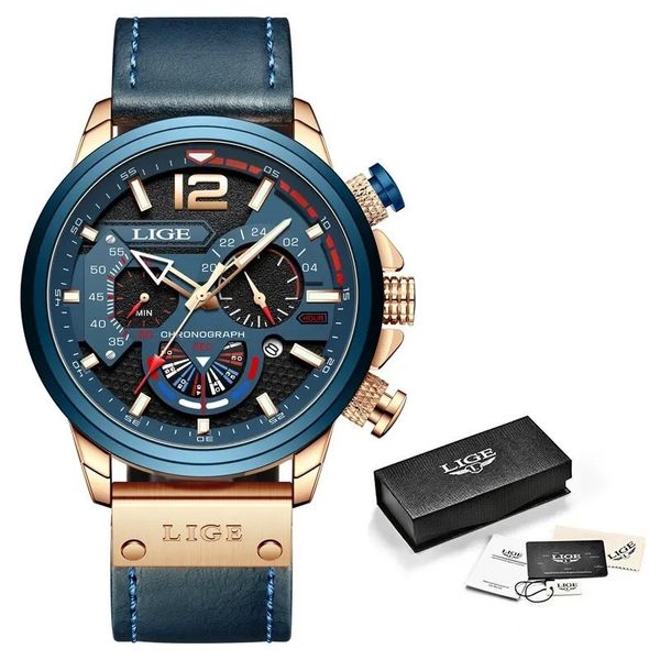Relógio quartzo Cronógrafo de Luxo Masculino Ouro azul