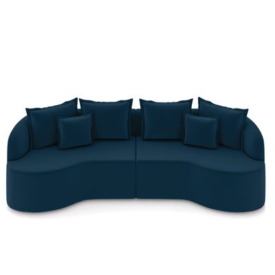 Sofá 4 Lugares Orgânico Living 250cm Mersa Veludo Azul Mnh K01 - D'Rossi