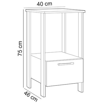 Mesa Auxiliar Para Escritório 01 Gaveta Industrial Batel D03 Freijó Preto Fosco - Lyam Decor