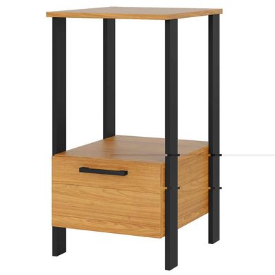 Mesa Auxiliar Para Escritório 01 Gaveta Industrial Batel D03 Freijó Preto Fosco - Lyam Decor