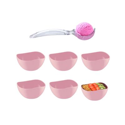 Tigela Bowl Pote Sobremesa Rosa 6un e Colher de Sorvete