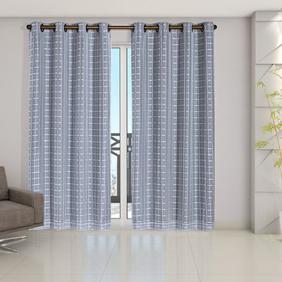 Cortina Blackout PVC Cinza Voil Xadrez 2,80m x 2,30m Forro 100% PVC/Voil 100% Poliéster - Cinza