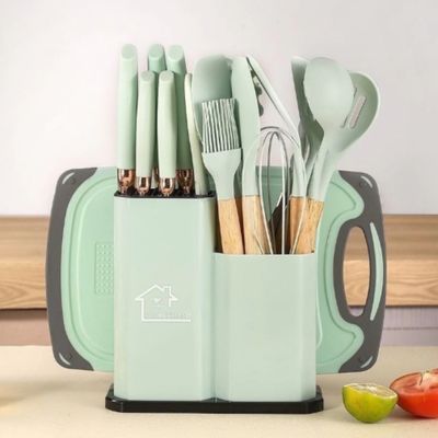 Jogo de Utensílios 19pçs Luxo com Tábua de Silicone