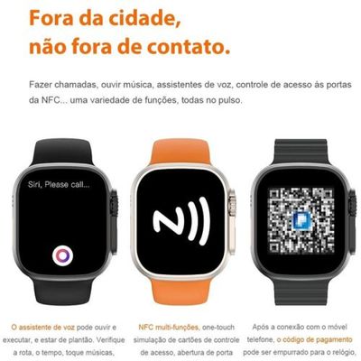 Smartwatch W69 Ultra Max Serie 8 49mm NFC, GPS 2,2" DS Preto