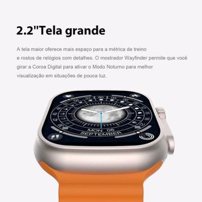 Smartwatch W69 Ultra Max Serie 8 49mm NFC, GPS 2,2" DS Preto