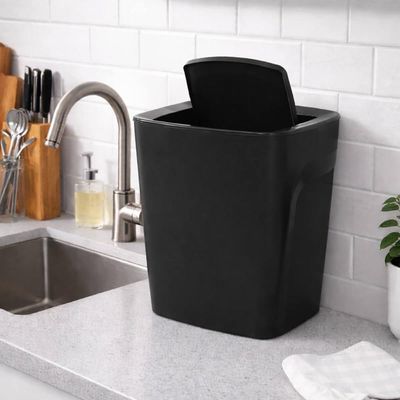 Lixeira de Pia com Tampa Basculante Compact 6,5L Tramontina Plástico Preto Cozinha