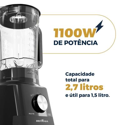 Liquidificador Britânia 1100W 2,7L 4 Velocidades BLQ1100 127V
