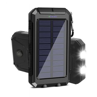 Carregador Portátil Power Bank Solar Usb Preto
