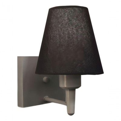 Arandela Quadrada Md-2034 Cinza Cúpula Em Tecido Cone Preto - Bivolt