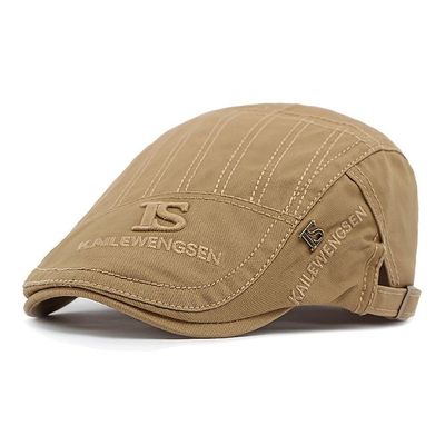 Boina Estilo Britânico Retro Tecido Texturizado Casual Com Bordado Primavera/verão Bege