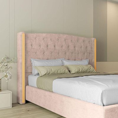 Cabeceira Estofada Queen 160 Cm Zirconio Veludo Rose