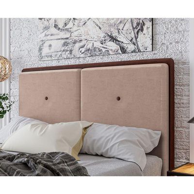 Cabeceira Estofada Casal 140 Cm Coral Veludo Rose