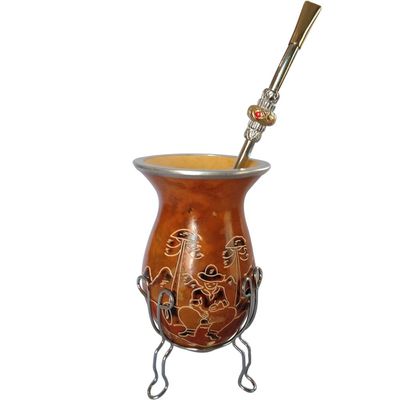 Conjunto Kit Chimarrão Bomba E Cuia Com Tripé