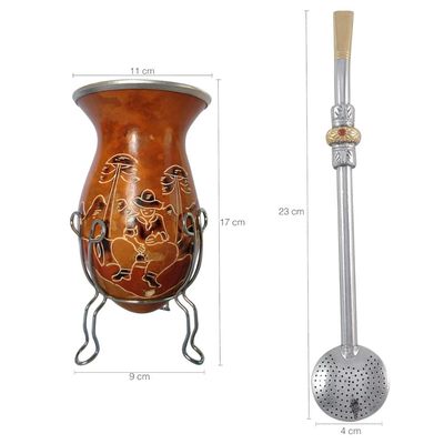 Conjunto Kit Chimarrão Bomba E Cuia Com Tripé