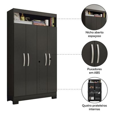 Armário Multiuso Nt 4040 - Preto - Notável