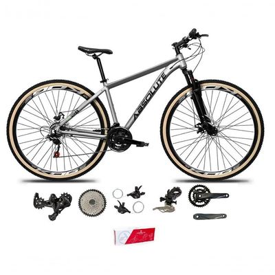 Bicicleta Aro 29 Absolute Nero 5 Alumínio 2x9 Freios Hidráulicos K7 Garfo Com Trava 18v Mtb cinza Tam: 19