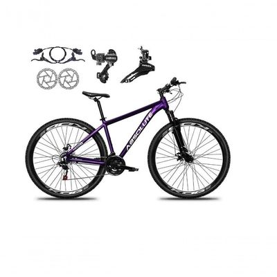 Bicicleta Aro 29 Absolute Nero 5 Alumínio 21v Câmbios Shimano Freio A Disco Hidráulico Mtb Roxo Tam: 19