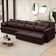 Sofá Retrátil Para Sala de Estar 5 Lugares 379cm Riza S03 Couro Caramelo - Lyam Decor