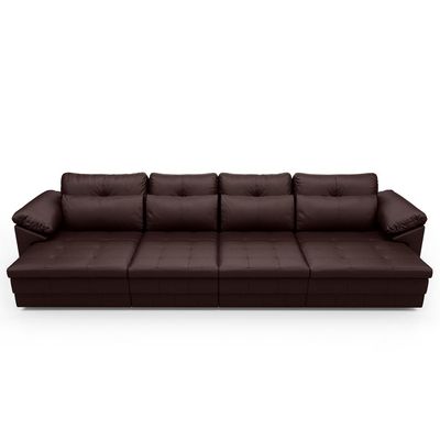 Sofá Retrátil Para Sala de Estar 4 Lugares 339cm Riza S03 Couro Caramelo - Lyam Decor