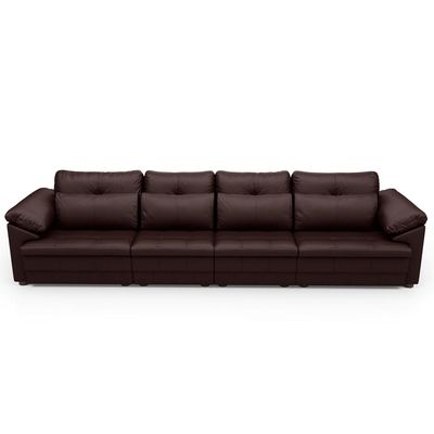Sofá Retrátil Para Sala de Estar 4 Lugares 339cm Riza S03 Couro Caramelo - Lyam Decor