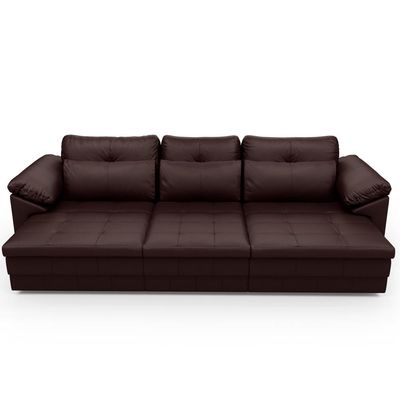 Sofá Retrátil Para Sala de Estar 4 Lugares 297cm Riza S03 Couro Caramelo - Lyam Decor