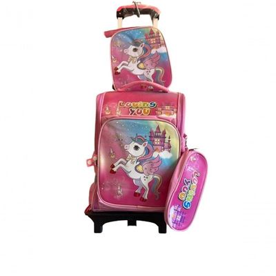 Kit Mochila Escolar Infantil Com Rodinhas Unicórnio Mais Lancheira E Estojo