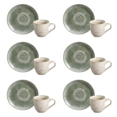 Conjunto De Xícara De Cafezinho Com Pires 06 Peças Bio Moss Porto Brasil