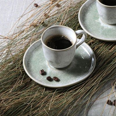 Conjunto De Xícara De Cafezinho Com Pires 06 Peças Bio Moss Porto Brasil