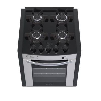 Fogão De Embutir 4 Bocas Prisma Vitreo Bl Inox Gás Glp Venax