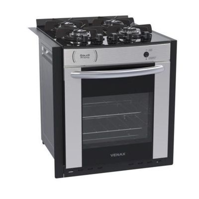 Fogão De Embutir 4 Bocas Prisma Vitreo Bl Inox Gás Glp Venax