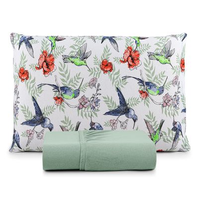 Jogo de Cama Lençol Sonho Bom Solteiro em Malha Algodão 2 Peças - Verde - 100% Algodão