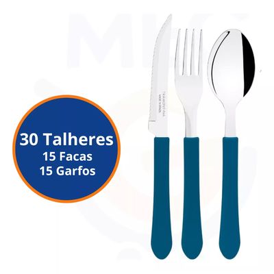 Kit Restaurante 30 Talheres Tramontina 15 Garfos + 15 Facas