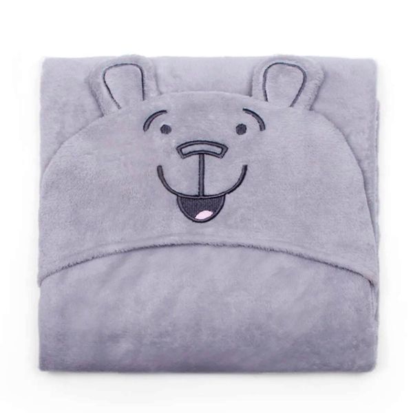 Manta com Capuz Buettner Microfibra Infantil Teddy 90cmx90cm Cinza Claro