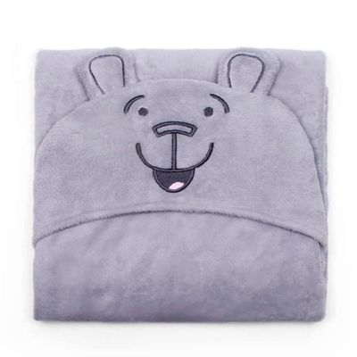 Manta com Capuz Buettner Microfibra Infantil Teddy 90cmx90cm Cinza Claro