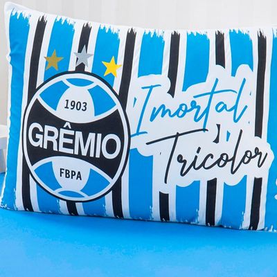 Jogo de Cama Bene Casa Solteiro Malha 100% Algodão Clube Gremio 2 Peças Azul
