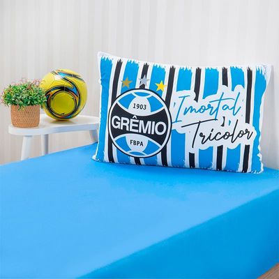 Jogo de Cama Bene Casa Solteiro Malha 100% Algodão Clube Gremio 2 Peças Azul