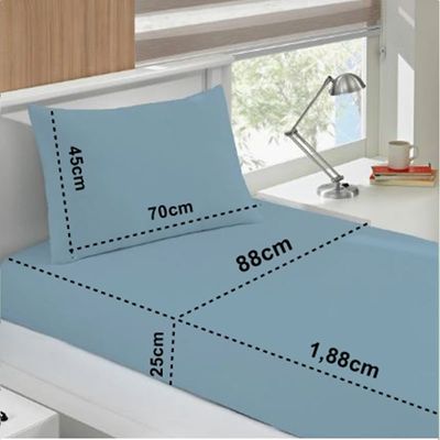 Jogo de Cama Buettner Solteiro Malha Basic Liso 2 Peças Jeans