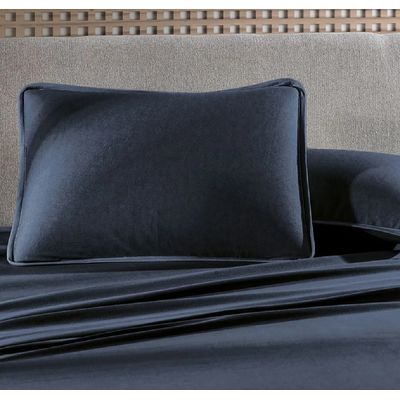 Jogo Cama King 4 Pcs Malha Fio Penteado Azul Altenburg