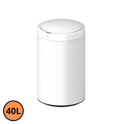 Lixeira Automática Redonda Inox Branco 40 Litros com Sensor