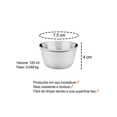 Ramekin Tigela Inox Sobremesa Mini Bolo Sufle Molho 120ml 10un