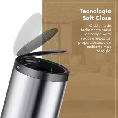 Lixeira Automática Redonda Aço Inox 40 Litros com Sensor