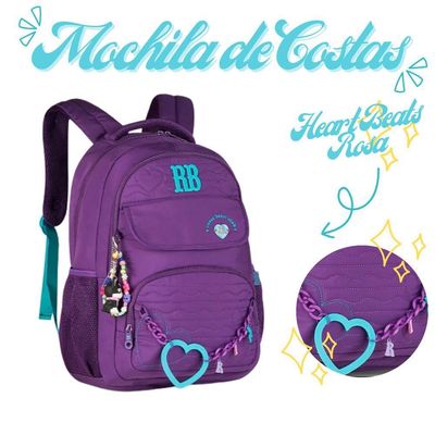 Mochila De Costas Heart Beats Roxo 17,5 Rb27015