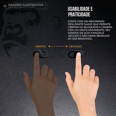 Protetor de Privacidade para Câmera - Ultra Slim 0,7mm, Deslizante e Universal para Notebook, Tablet e Smartphone - Gshield