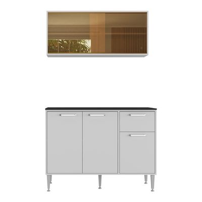 Armário De Cozinha Com Balcão Para Pia Siena Multimóveis Mp2216 Branco Branco