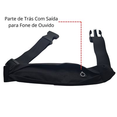 Pochete Esportiva Corrida Slim Impermeável Ajuste na Cintura Saída para Fone de Ouvido Único / Preto