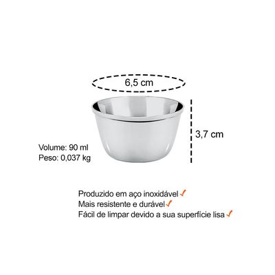 Ramekin Tigela Inox Sobremesa Mini Bolo Sufle Molho 90ml 10un