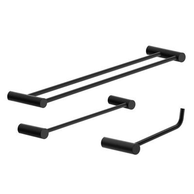 Kit Acessórios Para Banheiro Preto Fosco 3 Peças Grego Metal 2040or